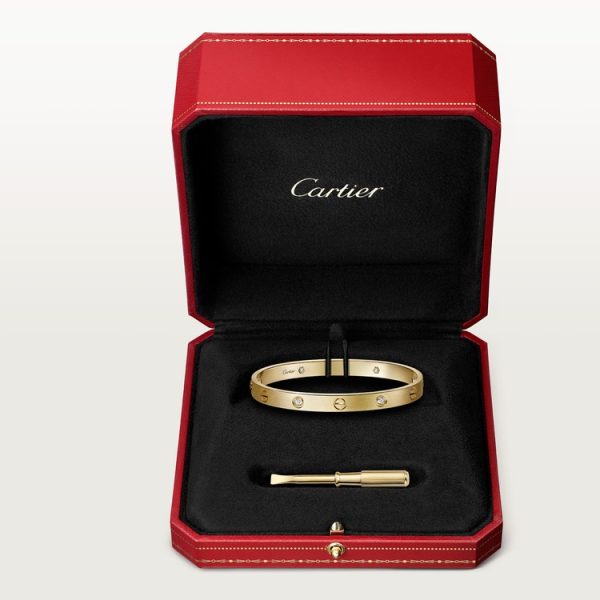 CARTIER LOVE BRACELET, CLASSIC MODEL, BRUSHED, 4 DIAMONDS