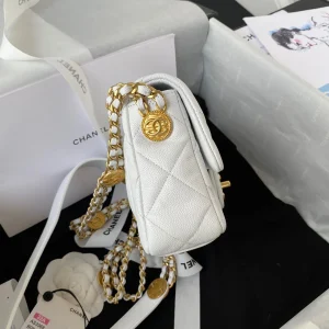 Chanel Mini Flap Bag With Top Handle Gold Hardware White For Women, Women's Handbags, Shoulder Bags 7.9in/20cm AS2431