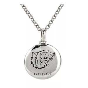 GUCCI Necklace BLIND FOR LOVE Tiger Head Motif Pendant Adjustable Chain SiLVer