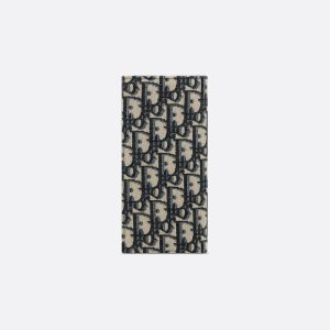 DIOR Vertical Long Wallet  Beige and Black Oblique Jacquard