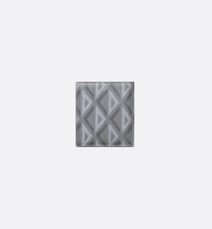 DIOR Compact Vertical Wallet Gray CD Diamond Canvas