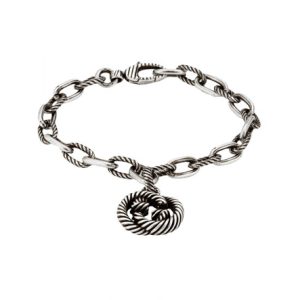 GUCCI SiLVer Bracelet with Interlocking Double G Charm