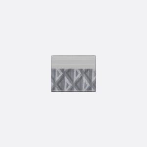 DIOR Card Holder Gray CD Diamond Canvas