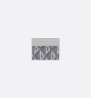 DIOR Card Holder Gray CD Diamond Canvas