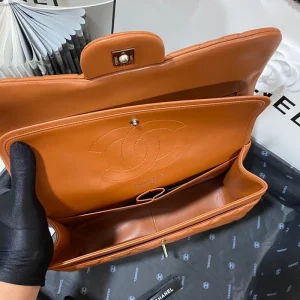 Chanel Large Classic Handbag Silver Hardware Brown For Women, Women's Handbags, Shoulder Bags 11.8in/30cm
