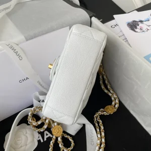 Chanel Mini Flap Bag With Top Handle Gold Hardware White For Women, Women's Handbags, Shoulder Bags 7.9in/20cm AS2431