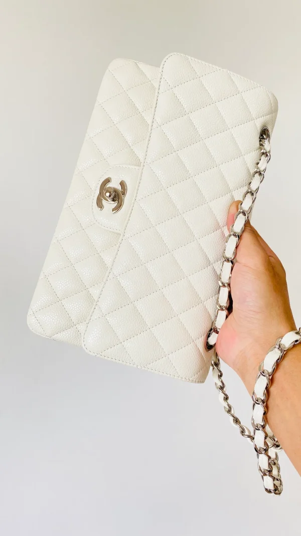 Chanel Small Classic Handbag White For Women, Women's Bags 9.1in/23cm