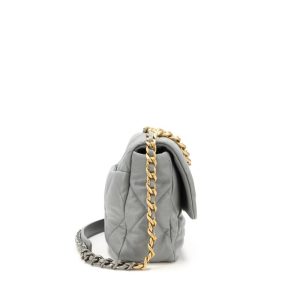 Lambskin Quilted Medium Chanel 19 Flap Dark Grey