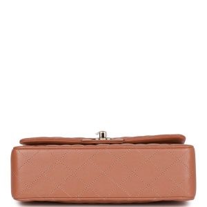 Small Classic Double Flap Bag Caramel Brown Lambskin Light Gold Hardware