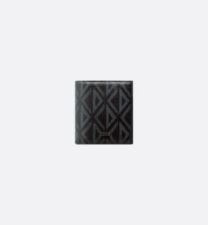 DIOR Compact Vertical Wallet  Black CD Diamond Canvas