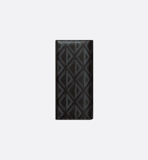 DIOR Vertical Bifold Wallet  Black CD Diamond Canvas