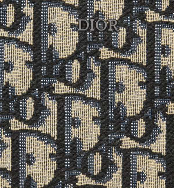 DIOR Zipped Long Wallet Beige and Black Oblique Jacquard