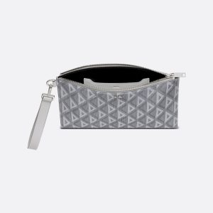 DIOR A5 Pouch Gray Diamond Canvas