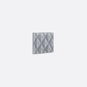DIOR Wallet with Bill Clip Gray CD Diamond Canvas