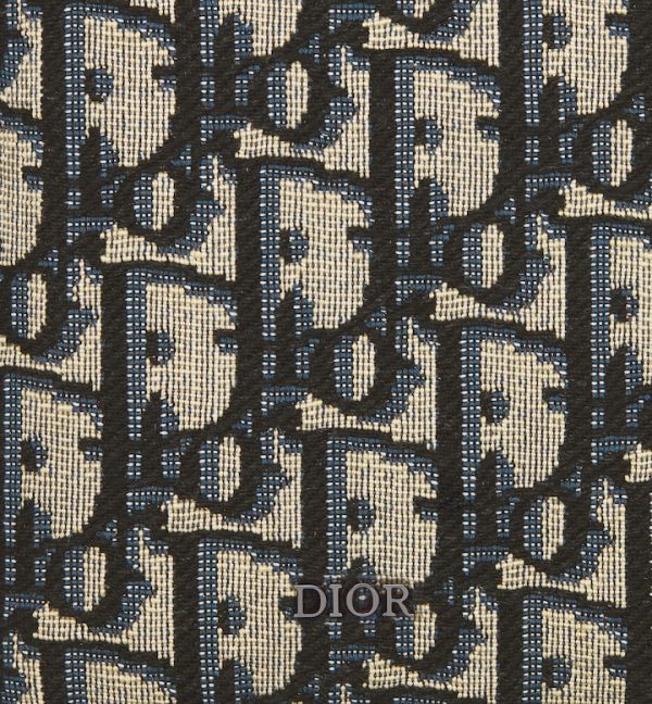 DIOR Vertical Long Zipped Wallet Beige and Black Oblique Jacquard