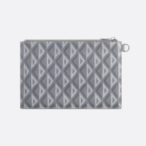 DIOR A5 Pouch Gray Diamond Canvas