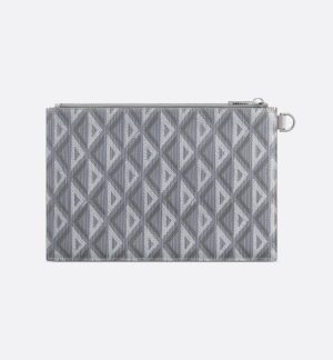 DIOR A5 Pouch Gray Diamond Canvas