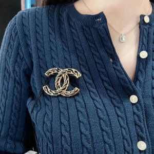 Black Double C Brooch