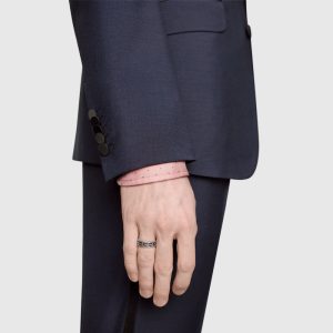 GUCCI SILVER RING WITH SQUARE G