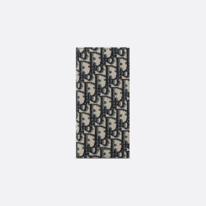 DIOR Vertical Long Wallet  Beige and Black Oblique Jacquard