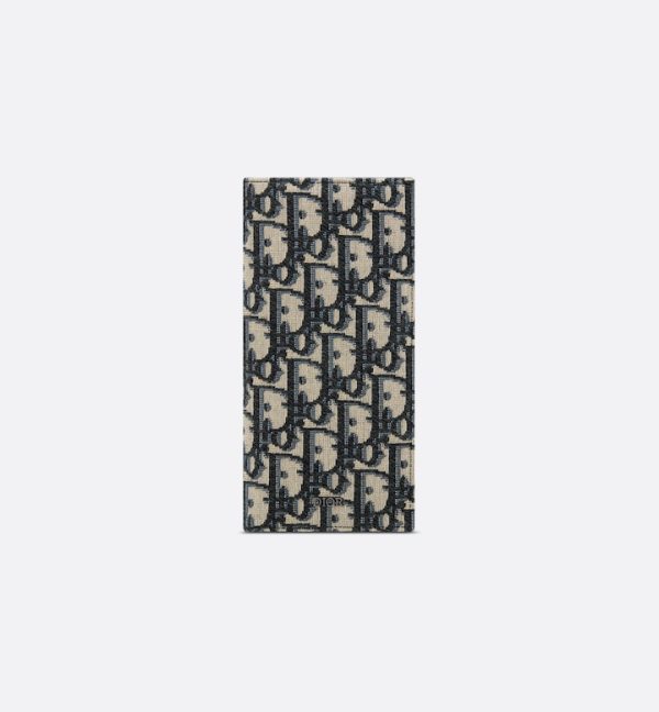 DIOR Vertical Long Wallet  Beige and Black Oblique Jacquard
