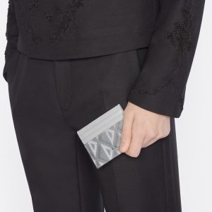 DIOR Card Holder Gray CD Diamond Canvas