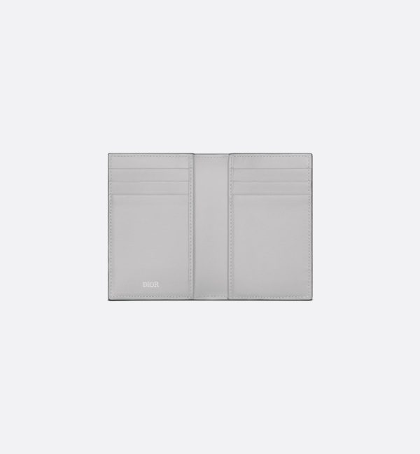 DIOR Vertical Bifold Card Holder Gray CD Diamond Canvas