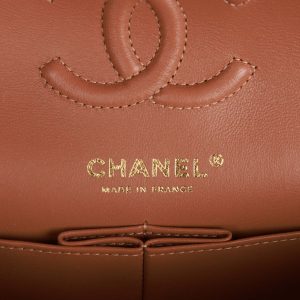 Small Classic Double Flap Bag Caramel Brown Lambskin Light Gold Hardware
