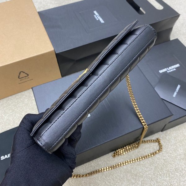 YSL Cassandre Matelassé Carré Chain Wallet IN Lambskin