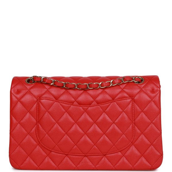 Medium Classic Double Flap Bag Red Caviar Light Gold Hardware