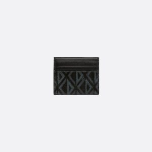 DIOR Card Holder Black CD Diamond Canvas