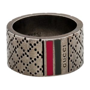 GUCCI Enamel Wide Diamantissima Ring
