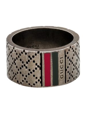 GUCCI Enamel Wide Diamantissima Ring