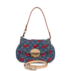 Louis Vuitton X Takashi Murakami Cherry Sunset Bag Denim Monogram Gold Hardware