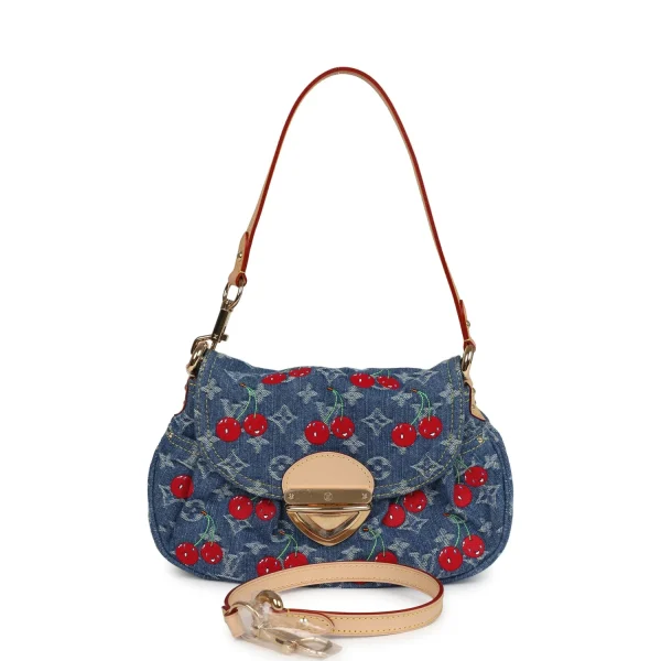 Louis Vuitton X Takashi Murakami Cherry Sunset Bag Denim Monogram Gold Hardware