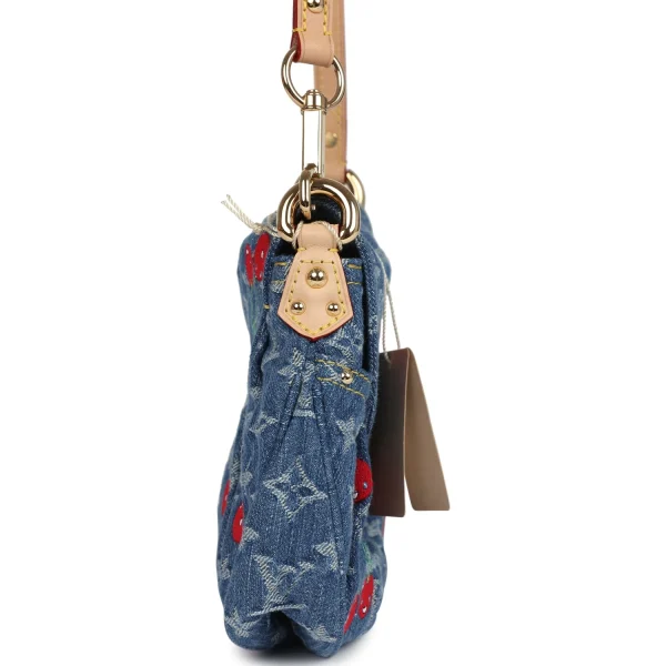 Louis Vuitton X Takashi Murakami Cherry Sunset Bag Denim Monogram Gold Hardware
