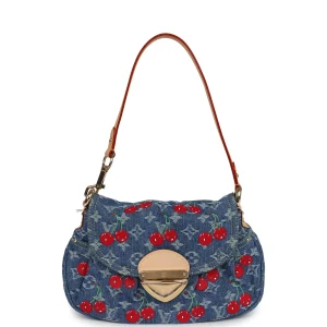 Louis Vuitton X Takashi Murakami Cherry Sunset Bag Denim Monogram Gold Hardware